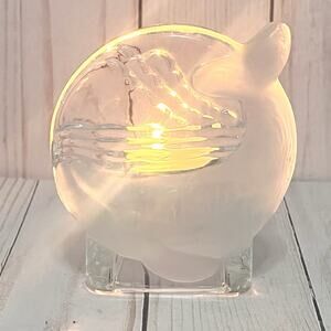 Vintage 1990's PARTYLITE Retired Frosted Whale Sea Ocean Tea Light Candle Holder